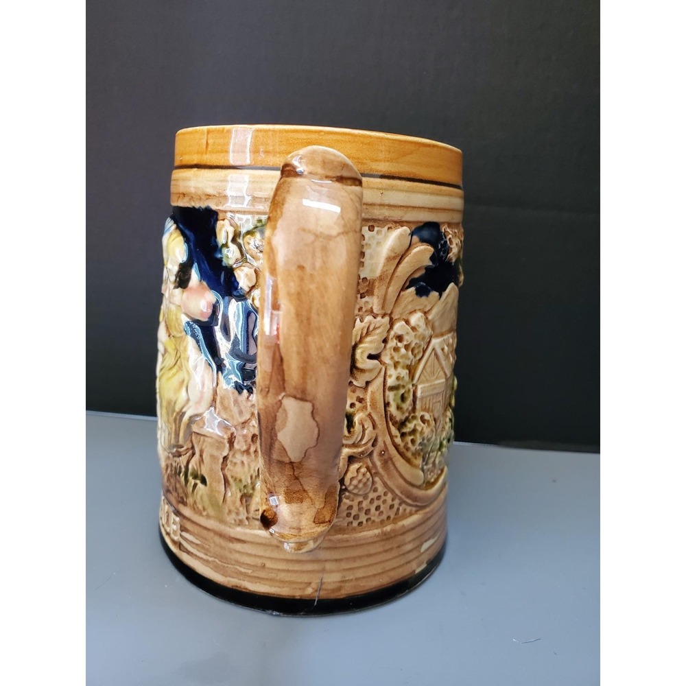 😎Vintage Ceramic Beer‎ Stein Mug 1/2 Gallon Ale Tavern Scene Japan - Picture 2 of 7